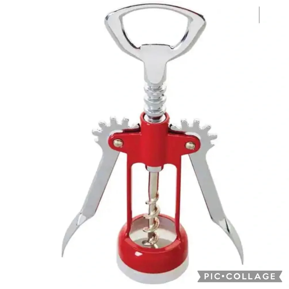 Essential Everyday | Silver & Red Winged Corkscrew | Wine Opener | NWT